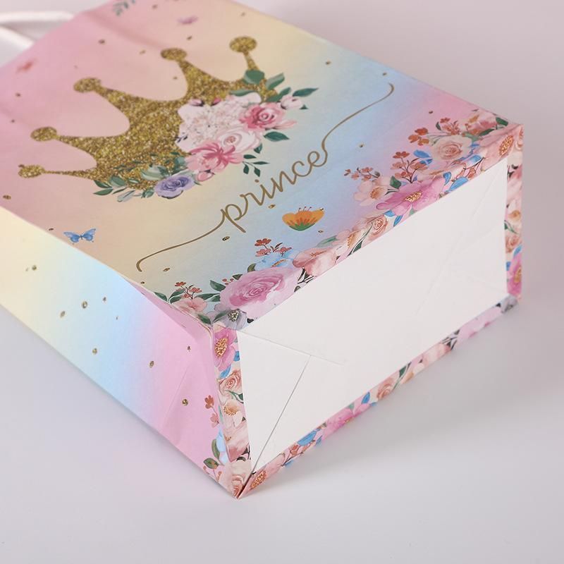 30pcs Pink Romantic Flower Tote Bag Cowhide Paper Elegant Design Gift Bag - Castle