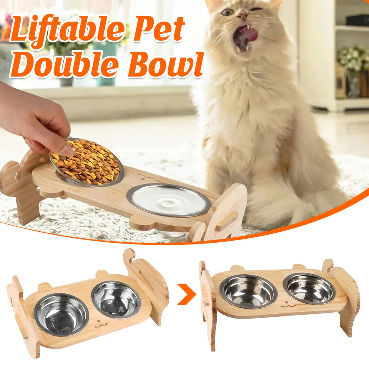 Pet Bowl Anti Tip Double Bowl Pet Food Water Bowl For Home Daily Use Easy Clean