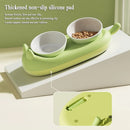 Cat Bowl Ceramic Double Bowl Non Slip Food Safe Durable for Dry Wet Food Water