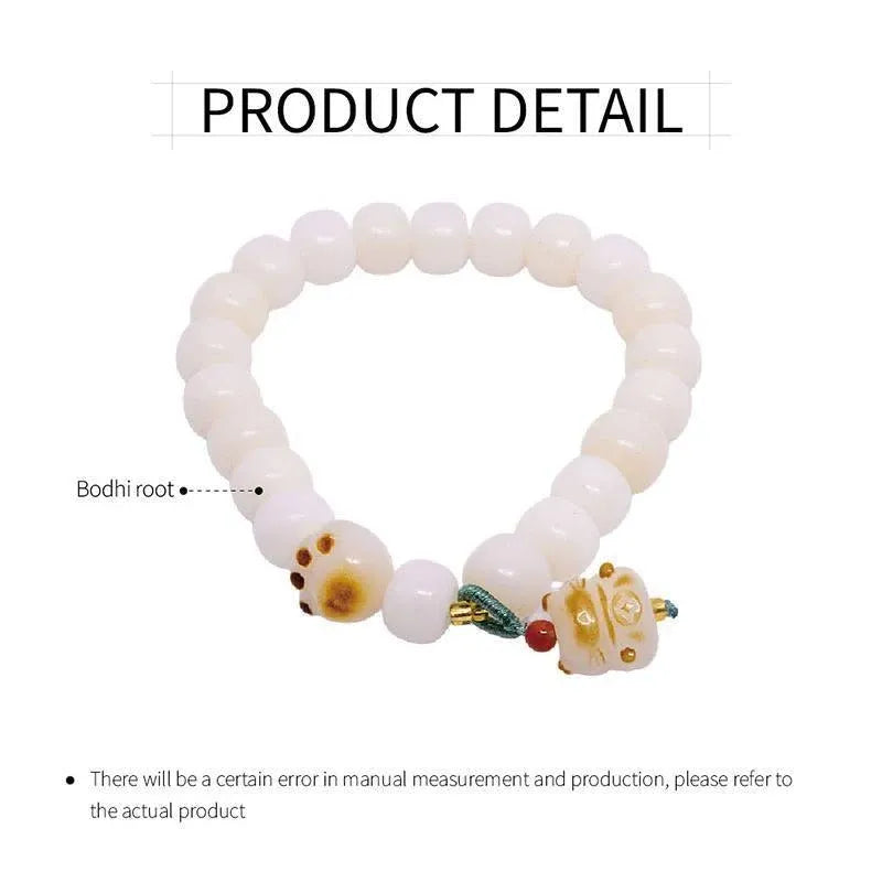 White Cats Paw Bodhi Bracelet for Women Handcrafted Beaded Fashion Jewelry Gift