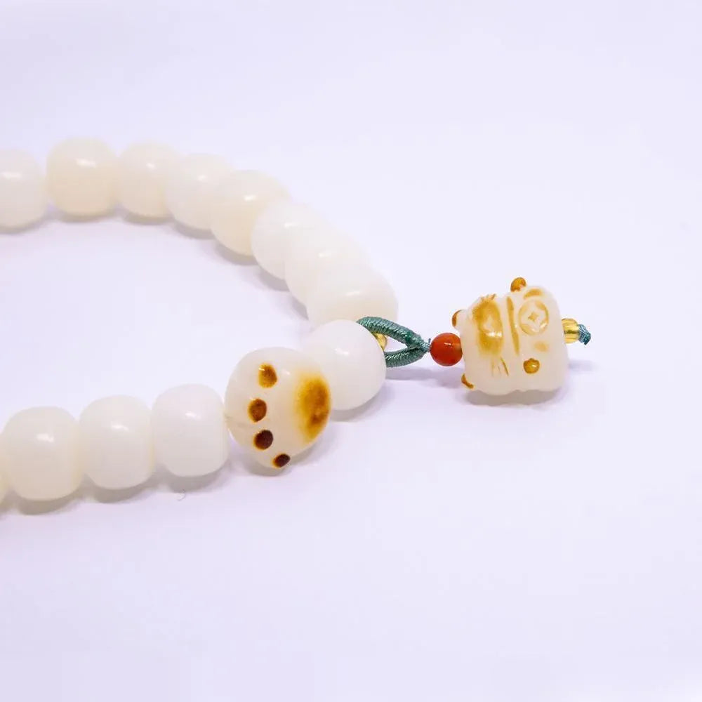 White Cats Paw Bodhi Bracelet for Women Handcrafted Beaded Fashion Jewelry Gift