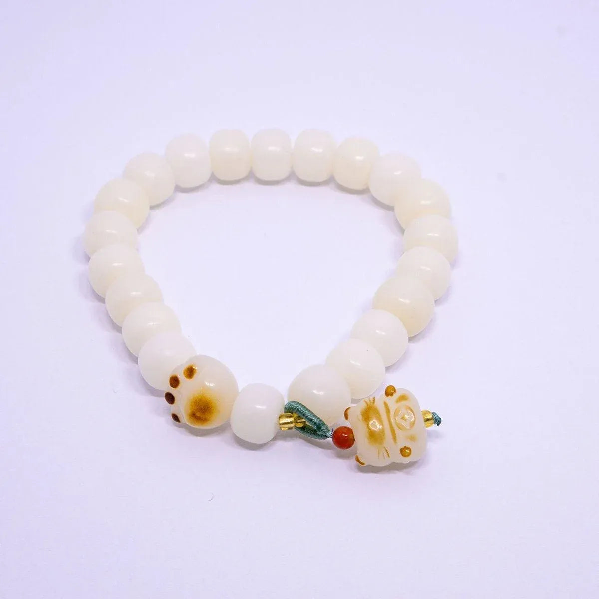 White Cats Paw Bodhi Bracelet for Women Handcrafted Beaded Fashion Jewelry Gift