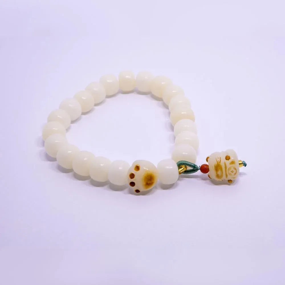 White Cats Paw Bodhi Bracelet for Women Handcrafted Beaded Fashion Jewelry Gift