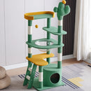 Cactus Shape Cat Tree Climbing Tower Scratching Board Nest for Kitten Play Rest