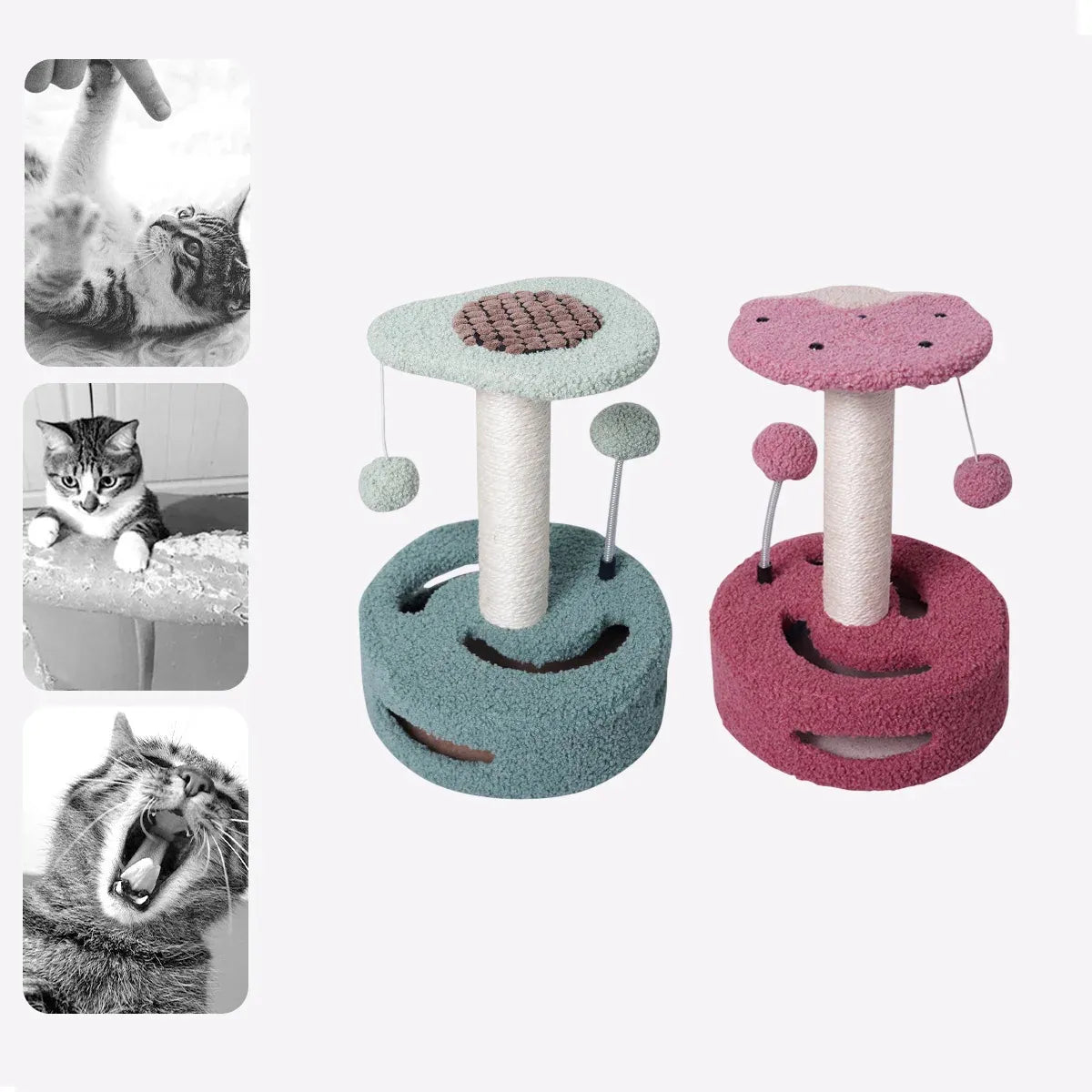 Cat Climbing Toy Small Jump Platform with Claw Scratching Board for Kittens Play - Pink
