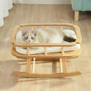 Wooden Cat Bed Simple Rocking Pet Bed Comfortable Elevated Sleeping Furniture