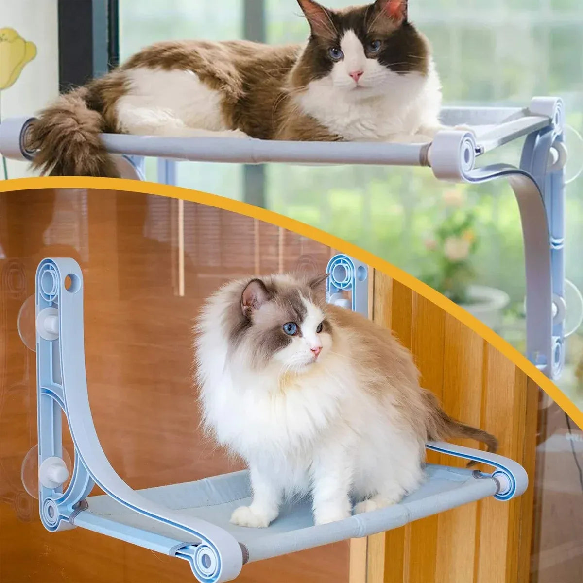Cat Hammock for Wall Window Glass Suction Cup Style Comfortable Space Saving - Blue