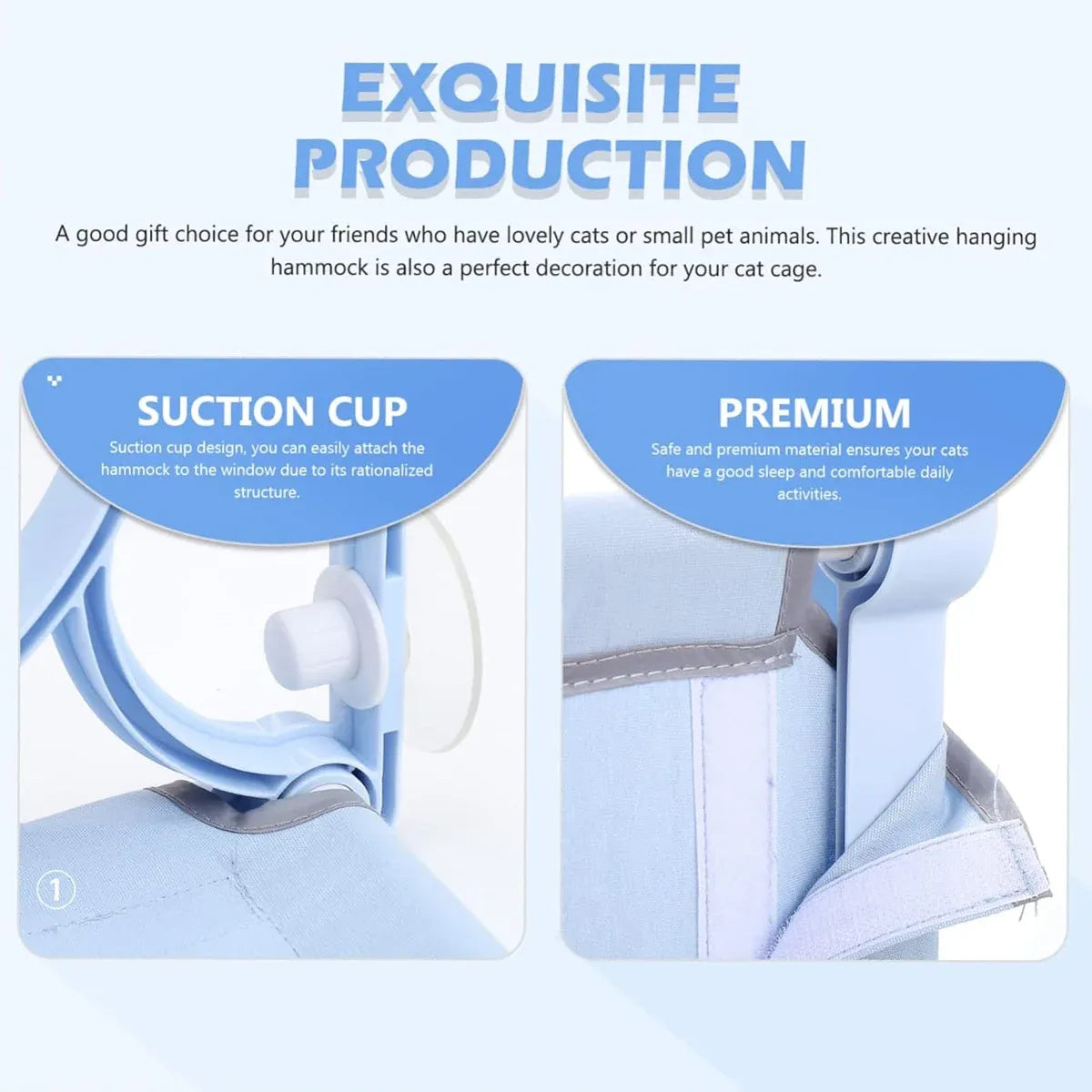 Cat Hammock for Wall Window Glass Suction Cup Style Comfortable Space Saving - Yellow