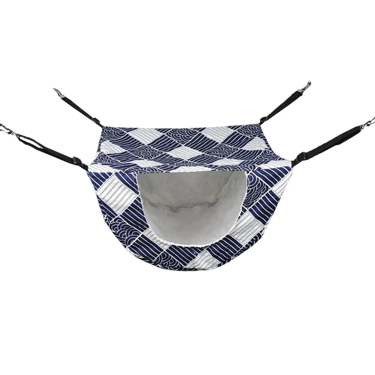 Cat Hammock Hanging Bed Cage Nest Soft Pet House Basket Cat Sleeping Supplies - Sea Blue Checkered