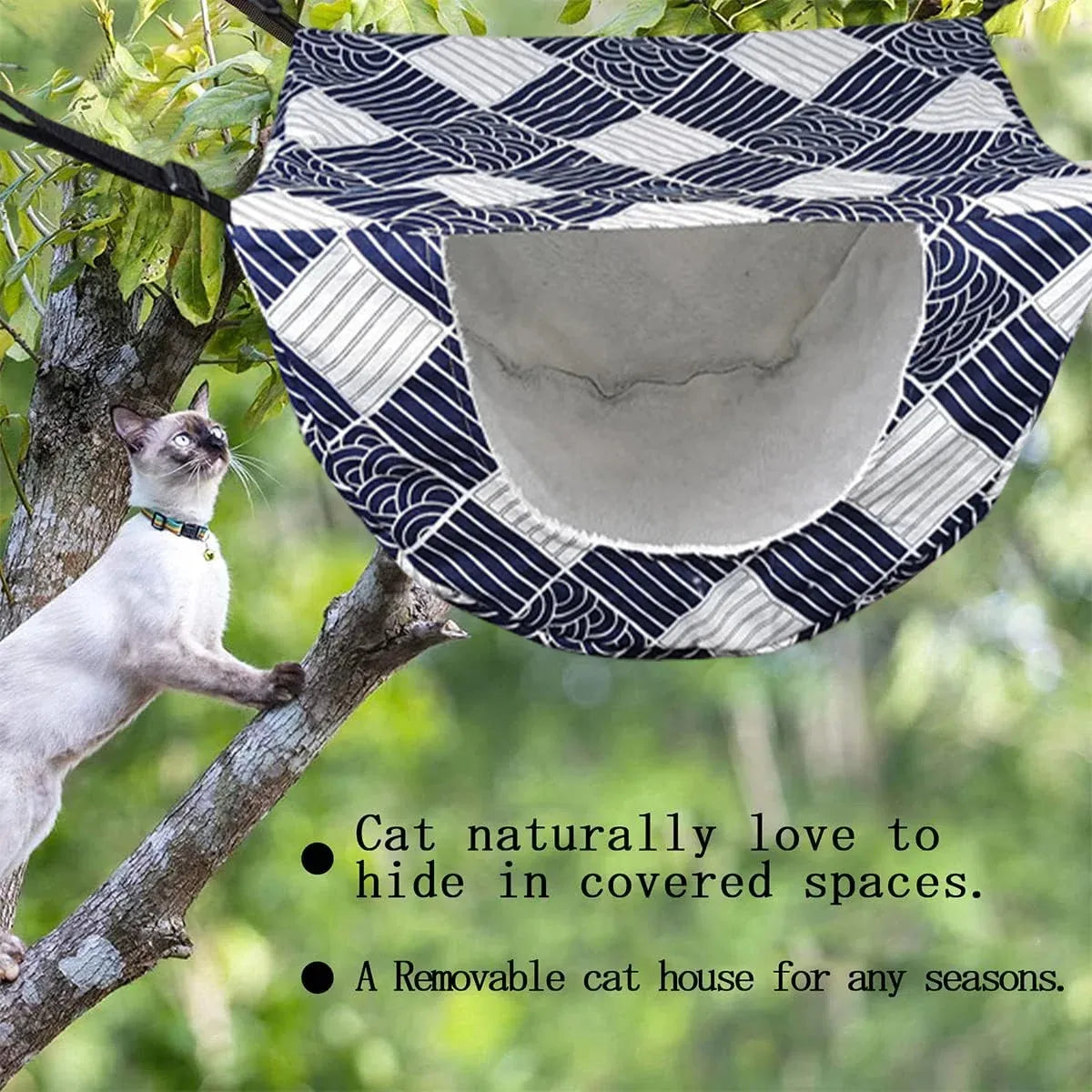 Cat Hammock Hanging Bed Cage Nest Soft Pet House Basket Cat Sleeping Supplies - Blue Whale