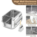 Cat Litter Box Open Design Stainless Steel Large Easy Clean Pet Toilet Tray