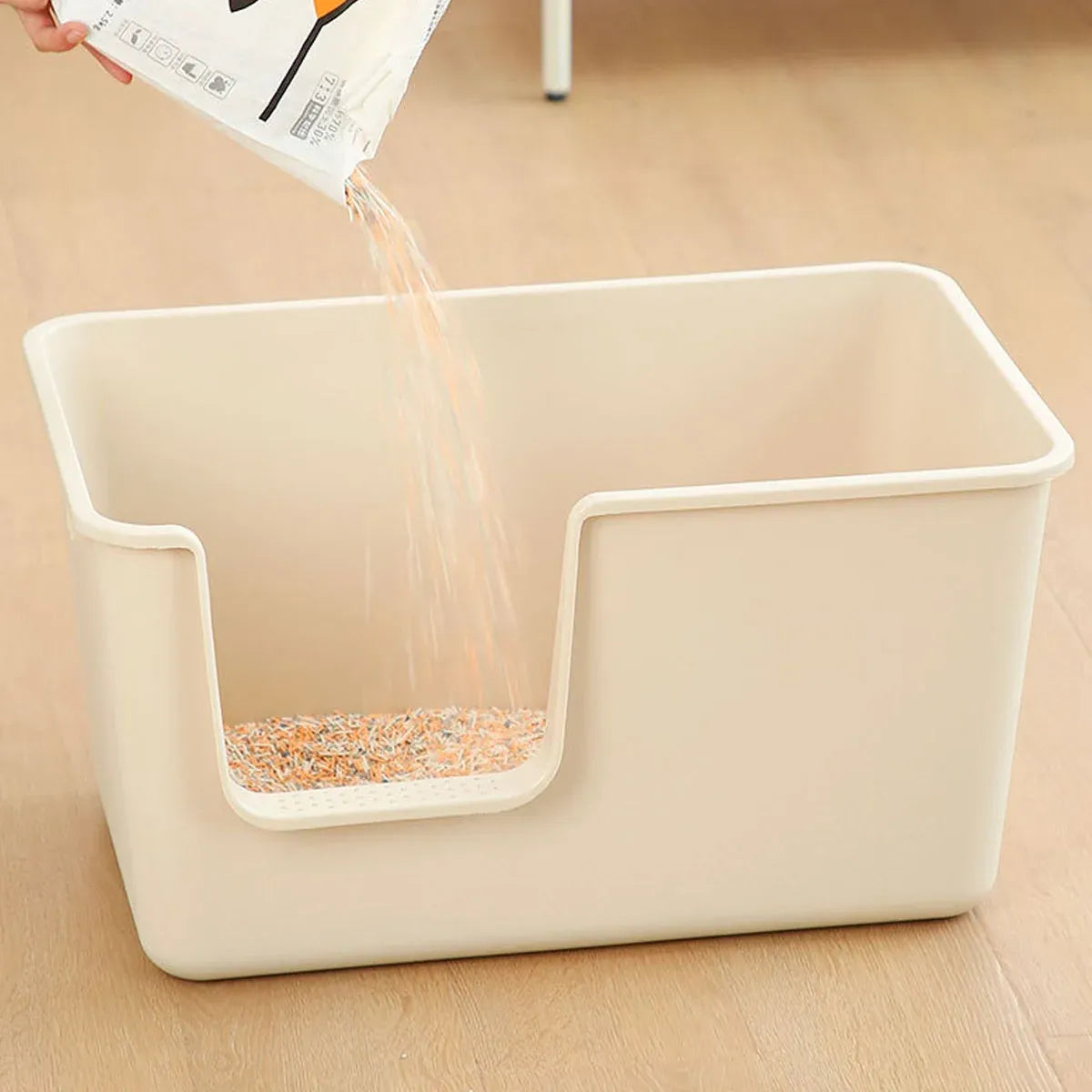 Cat Litter Box Large Semi Milk Coffee Colour Toilet High Sided Odour Control
