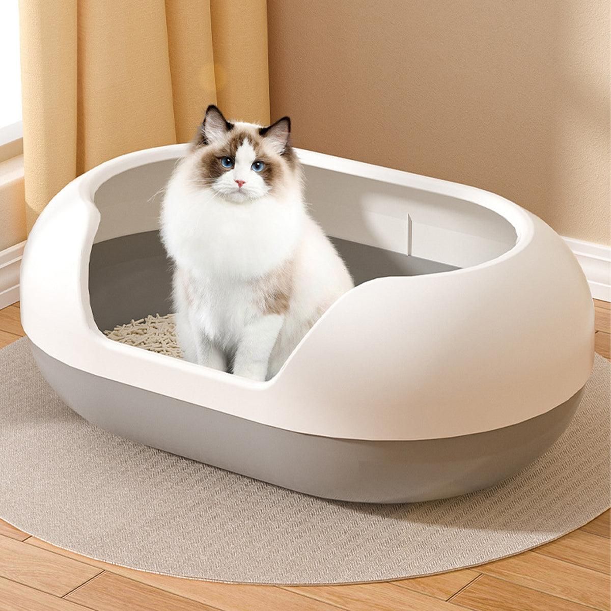 Large Semi Closed Cat Litter Box Covered Litter Pan for Cats Easy Clean Design - Green