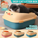 Large Cat Litter Box Semi Enclosed Anti Splash Durable Plastic Open Circulation - Pink