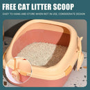 Large Cat Litter Box Semi Enclosed Anti Splash Durable Plastic Open Circulation - Pink