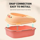 Large Cat Litter Box Semi Enclosed Anti Splash Durable Plastic Open Circulation - Pink