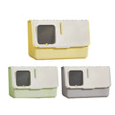 Large Fully Enclosed Cat Litter Box with Lid Odor Control Litter Pan for Cats - Yellow