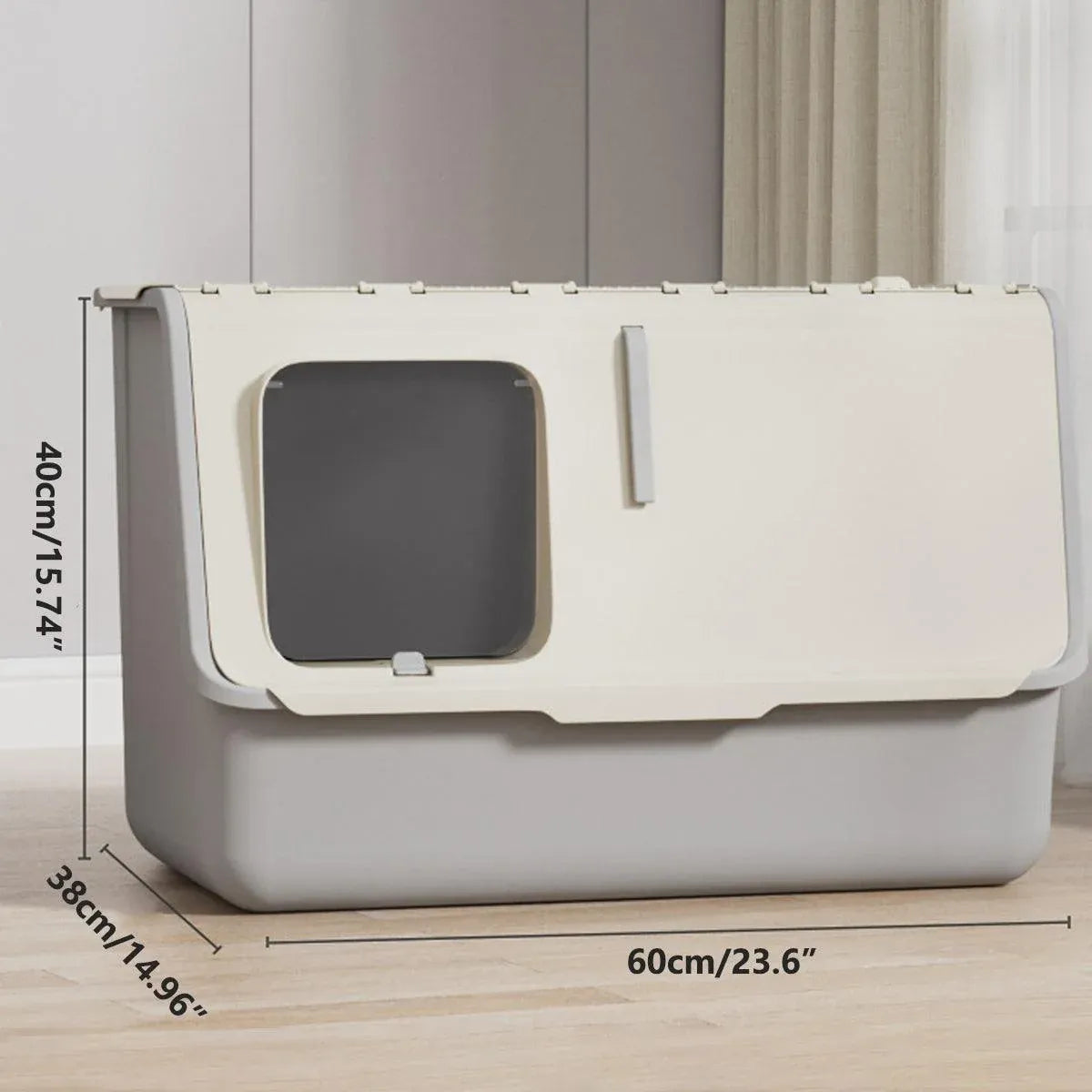 Large Fully Enclosed Cat Litter Box with Lid Odor Control Litter Pan for Cats - Yellow