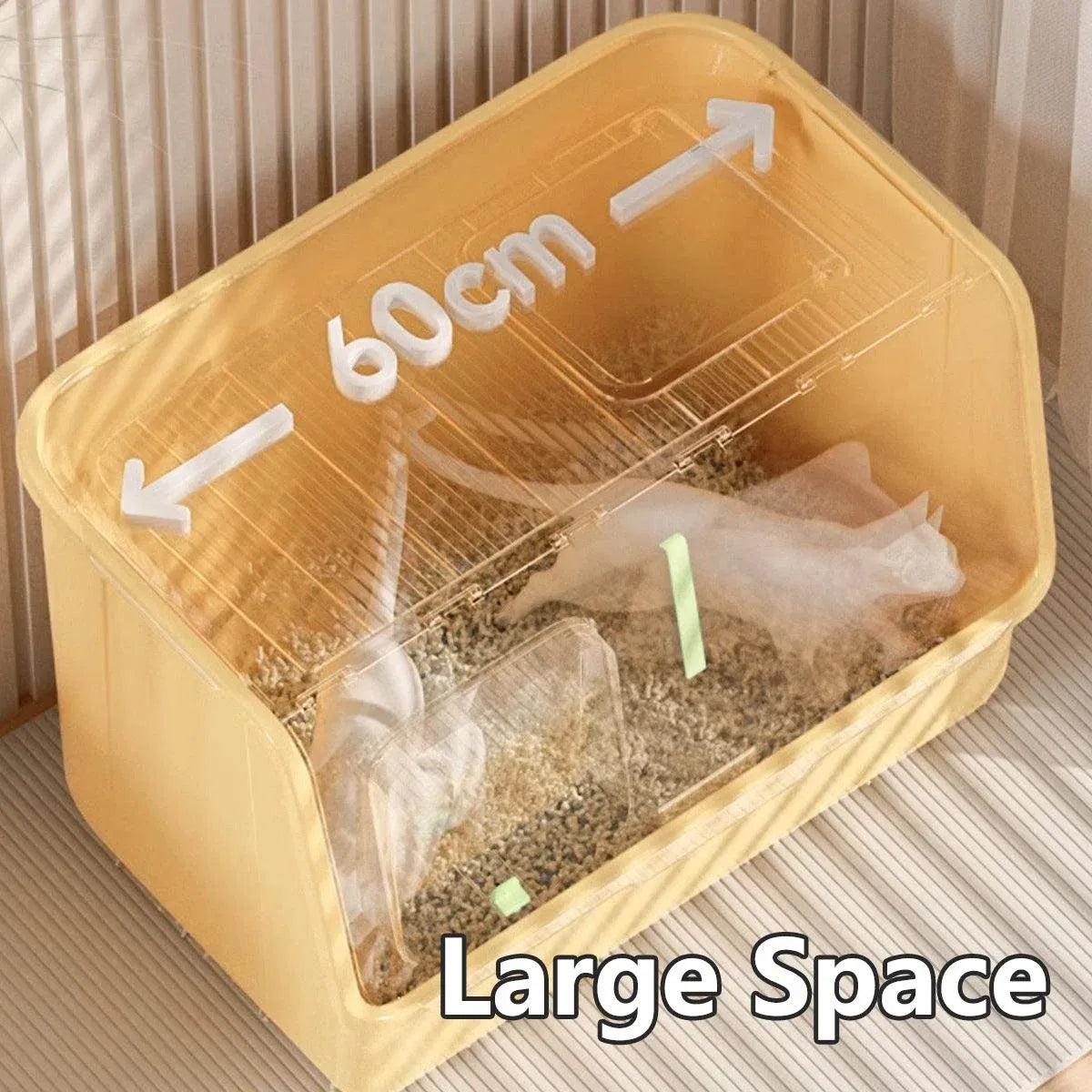Large Fully Enclosed Cat Litter Box with Lid Odor Control Litter Pan for Cats - Yellow