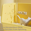 Large Fully Enclosed Cat Litter Box with Lid Odor Control Litter Pan for Cats - Yellow