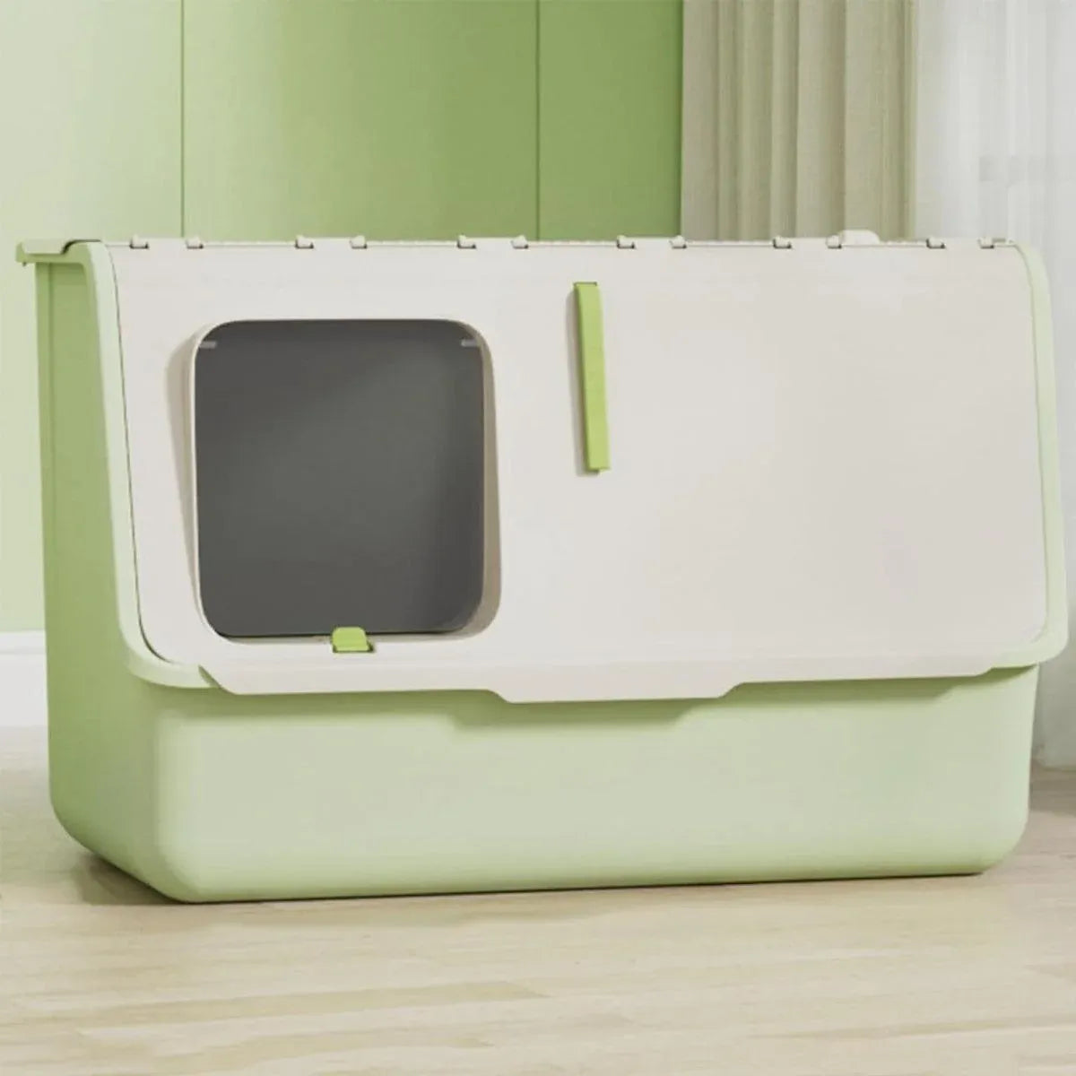 Large Fully Enclosed Cat Litter Box with Lid Odor Control Litter Pan for Cats - Yellow