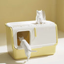 Large Fully Enclosed Cat Litter Box with Lid Odor Control Litter Pan for Cats - Yellow