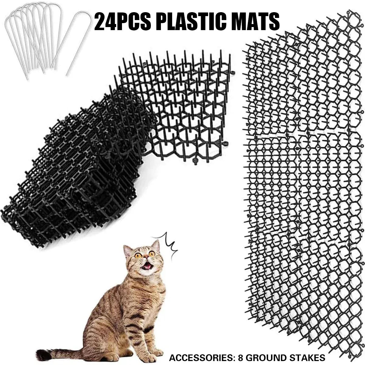 24PCS Cat Deterrent Spike Mat for Garden Balcony Fence Sofa