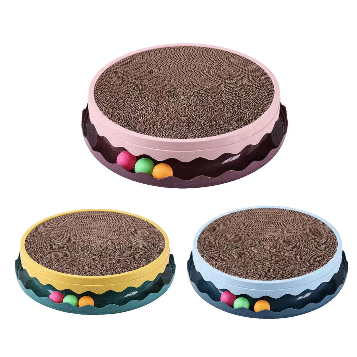 Cat Scratcher Turntable Toy Large Round Corrugated Board Nest Scratch Resistant - Pink