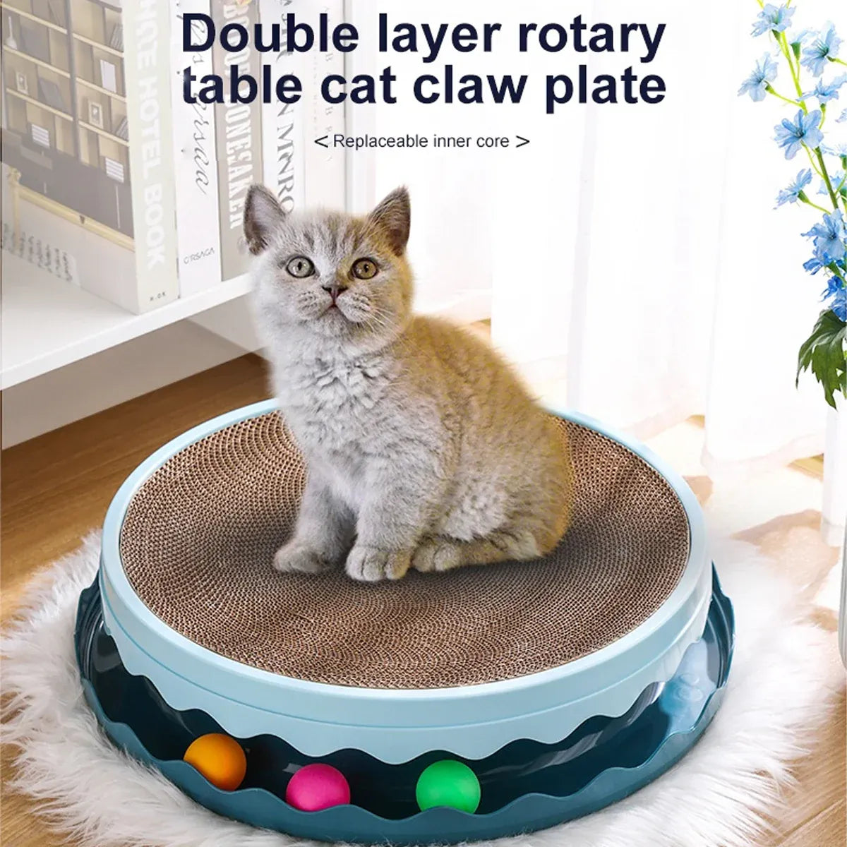 Cat Scratcher Turntable Toy Large Round Corrugated Board Nest Scratch Resistant - Pink