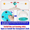 Interactive Windmill Cat Teaser Toy Treasure Box with Stick Fun Play for Pets - Green