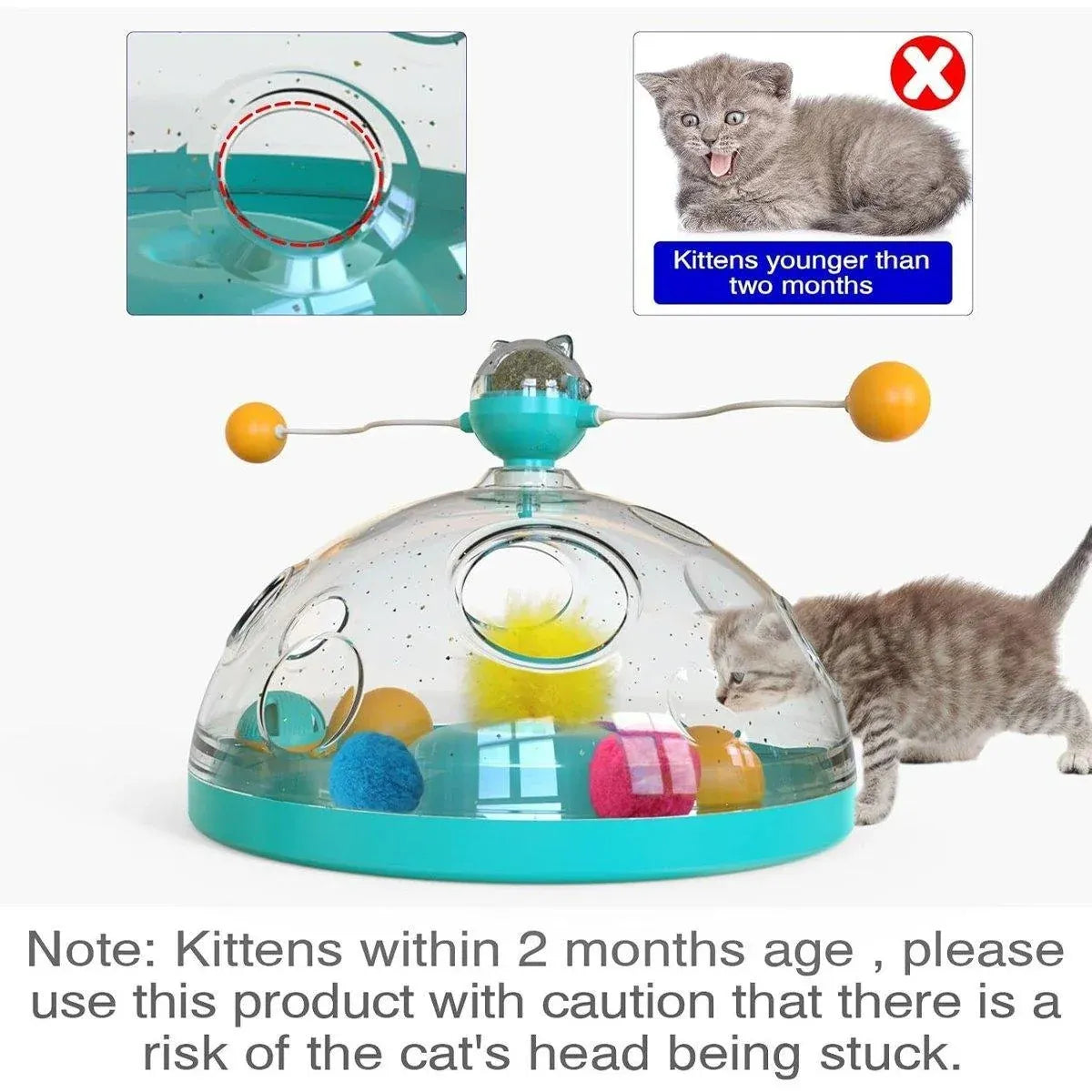 Interactive Windmill Cat Teaser Toy Treasure Box with Stick Fun Play for Pets - Green