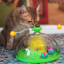 Interactive Windmill Cat Teaser Toy Treasure Box with Stick Fun Play for Pets - Green