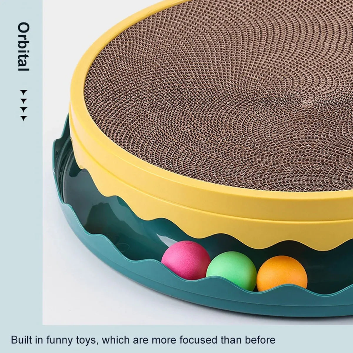 Cat Scratcher Turntable Toy Large Round Corrugated Board Nest Scratch Resistant - Yellow