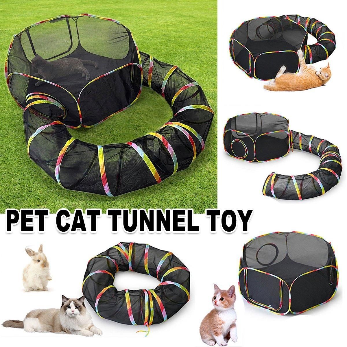 Collapsible Cat Tunnel Interactive Drill Bucket Fun Pet Toy for Cats Indoor Play