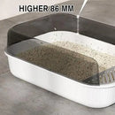 Litter Tray Box with Splash Guard and Wide Opening for Cats Open Top Design - White