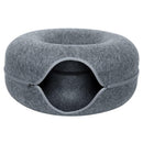 Felt Cat Tunnel Bed Round Donut Cave Nest for Kittens and Small Pets 60x30cm - Dark Grey