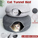 Felt Cat Tunnel Bed Round Donut Cave Nest for Kittens and Small Pets 60x30cm - Dark Grey