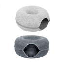 Felt Cat Tunnel Bed Round Donut Cave Nest for Kittens and Small Pets 60x30cm - Dark Grey