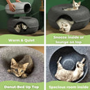 Felt Cat Tunnel Bed Round Donut Cave Nest for Kittens and Small Pets 60x30cm - Dark Grey