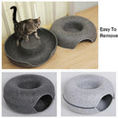 Felt Cat Tunnel Bed Round Donut Cave Nest for Kittens and Small Pets 60x30cm - Dark Grey