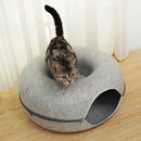 Felt Cat Tunnel Bed Round Donut Cave Nest for Kittens and Small Pets 60x30cm - Dark Grey