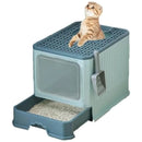 Large Fully Enclosed Cat Litter Box Cat Toilet Pet Litter Tray Odor Control - Green