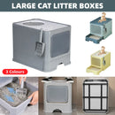 Large Fully Enclosed Cat Litter Box Cat Toilet Pet Litter Tray Odor Control - Green