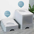 Large Fully Enclosed Cat Litter Box Cat Toilet Pet Litter Tray Odor Control - Grey