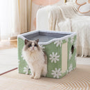 Cat Bed Foldable Double Layer Upper Lower Pet House Sleeping Nest Cushion - Blue