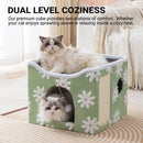 Cat Bed Foldable Double Layer Upper Lower Pet House Sleeping Nest Cushion - Blue