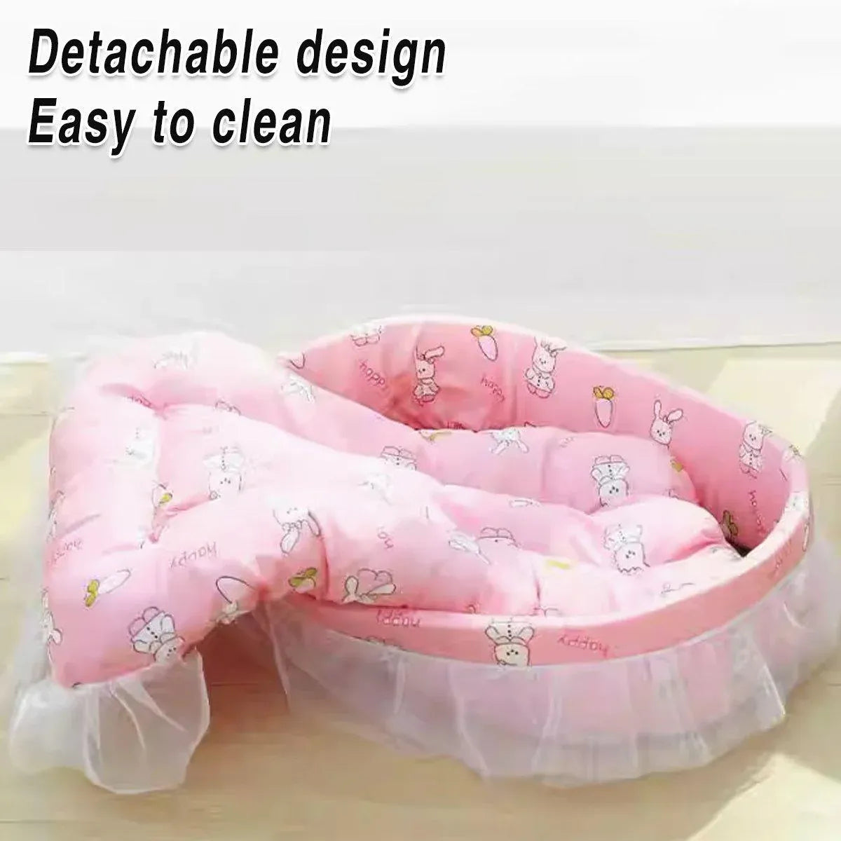 Cat Kennel Universal Cat Sleeping Nest Princess Style Lace Pet Special Kitten Cyber Red Mat - Blue