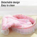 Cat Kennel Universal Cat Sleeping Nest Princess Style Lace Pet Special Kitten Cyber Red Mat - Blue