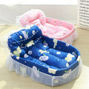 Cat Kennel Universal Cat Sleeping Nest Princess Style Lace Pet Special Kitten Cyber Red Mat - Blue