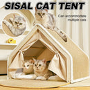 Cat Tent House Semi Enclosed Nest Cat Bed Scratch Board Indoor Kitten Shelter
